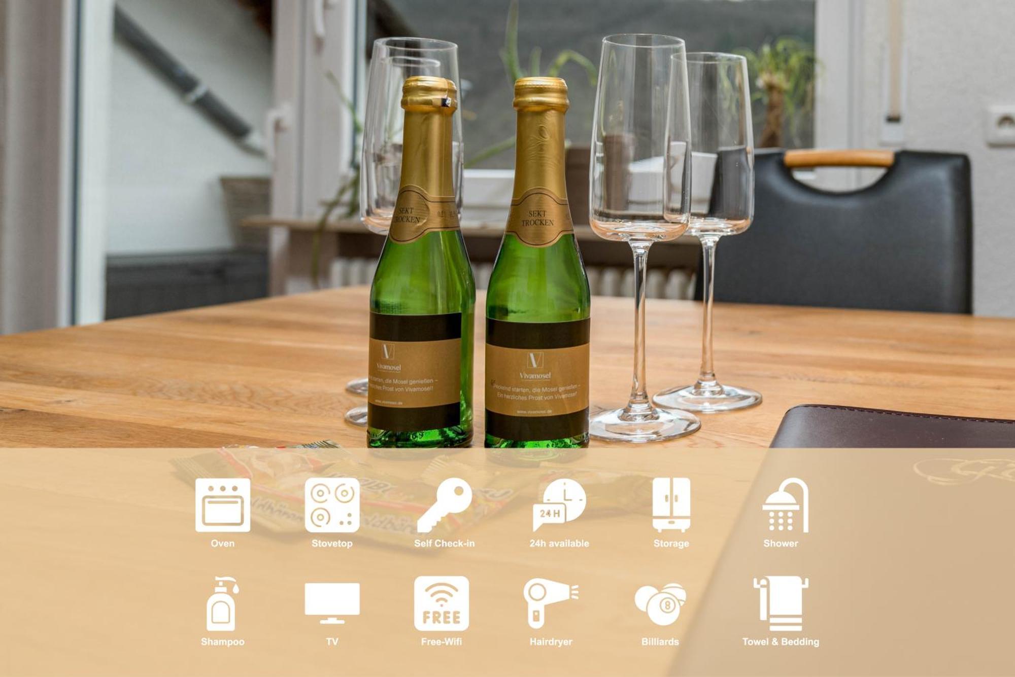 Riesling Appartement For 2 - 4 People - Billiards - Balcony With Mosel View - Parking - Wine Barrel Bar - Fully Equipped Kitchen - Netflix - Waiputv - 3 Km From Cochem Klotten Dış mekan fotoğraf